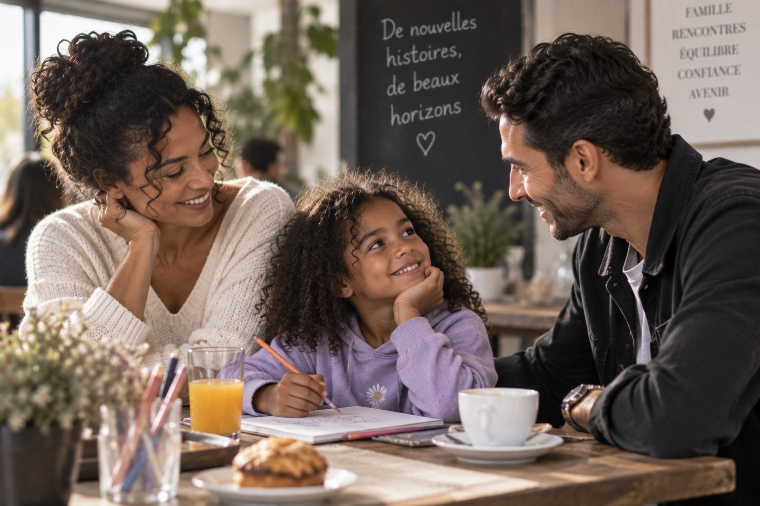 Première rencontre entre un enfant et le nouveau partenaire de sa mère dans une famille aux origines diverses