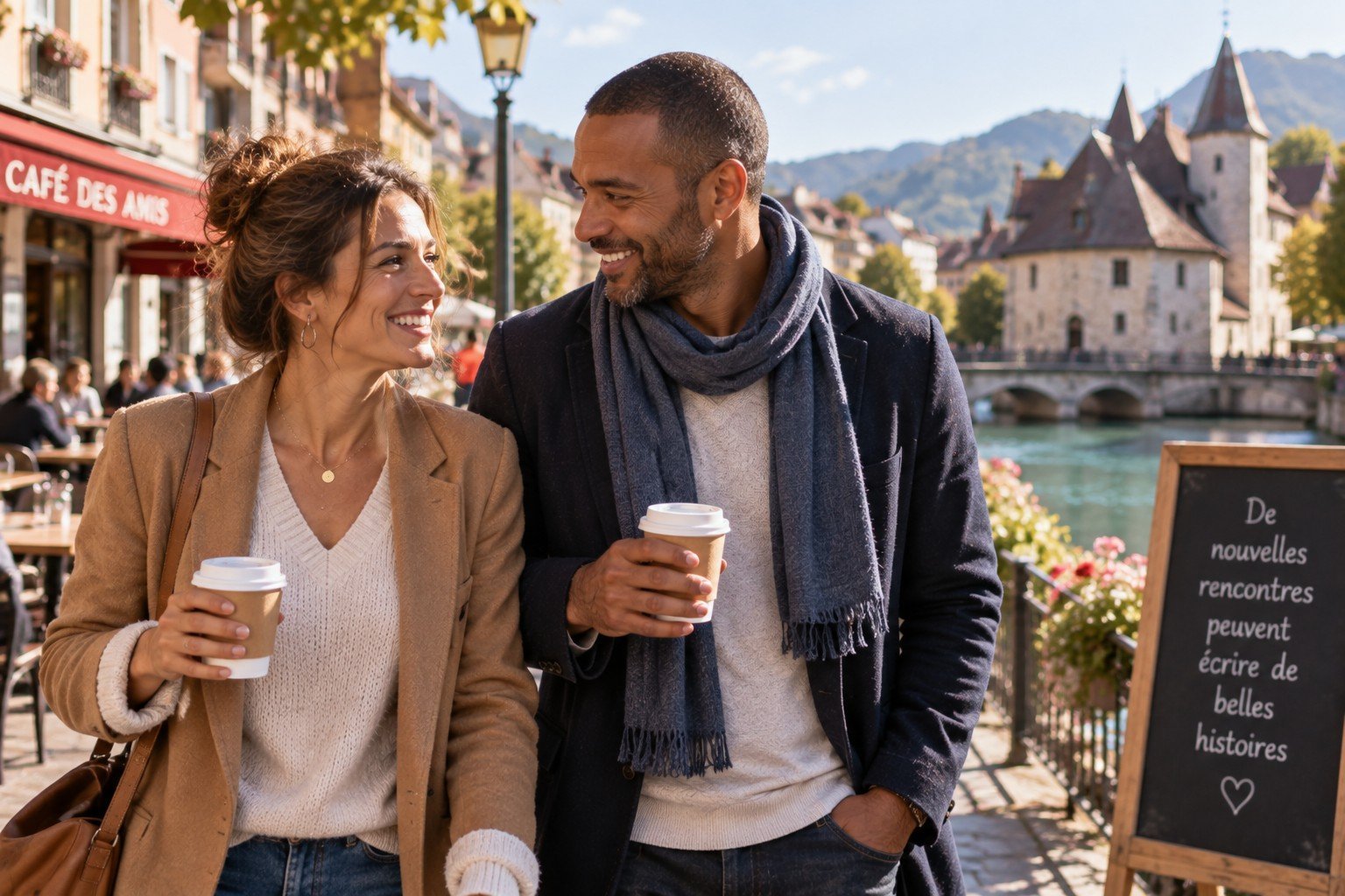 Couple de parents célibataires  lors d’un premier rendez-vous à Annecy en France
