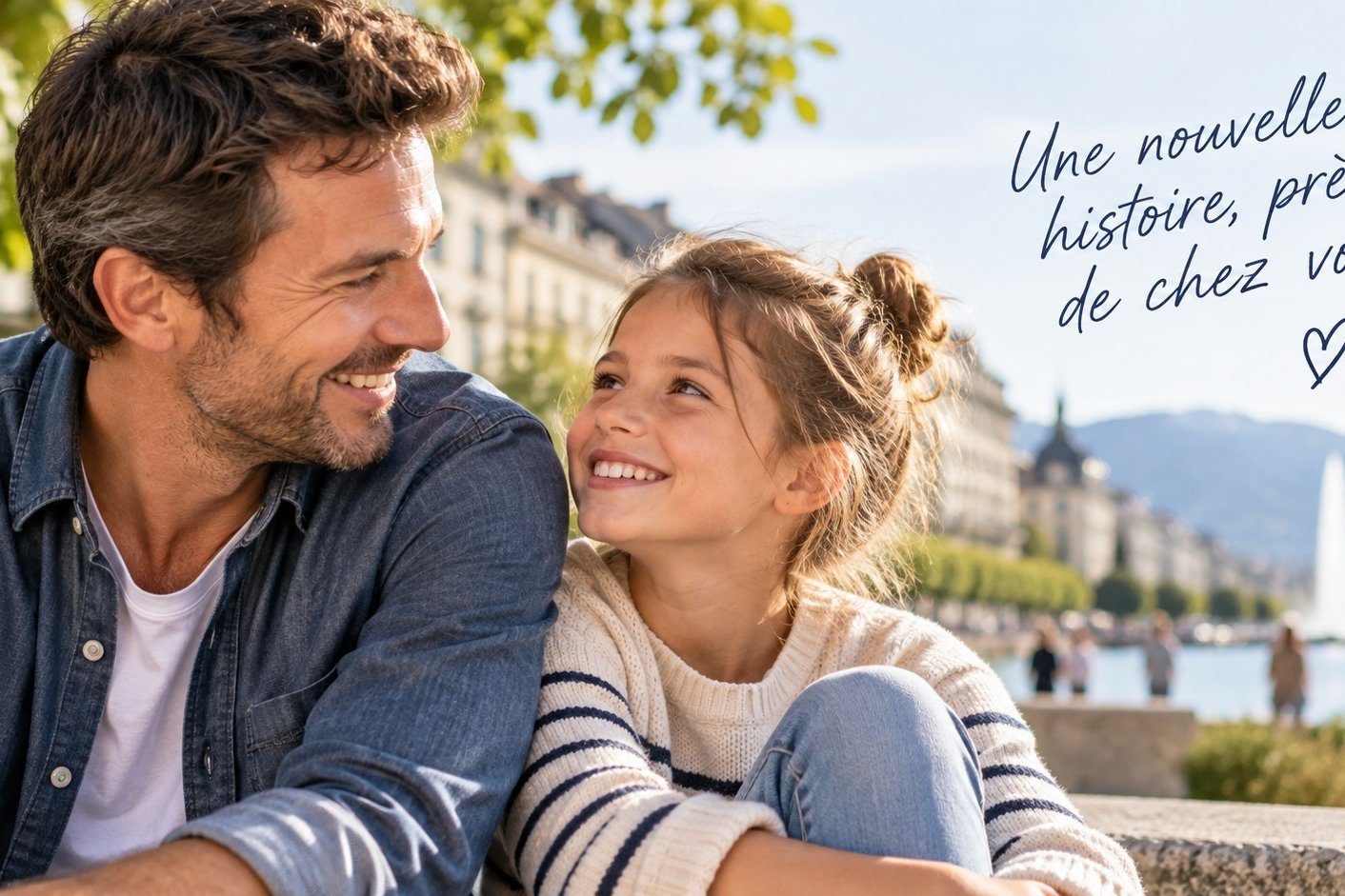 Papa célibataire partageant un moment avec sa fille au bord de l'eau, illustrant l'importance des rencontres de proximité pour les parents solos.  